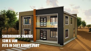 5 Bedroom 2 Stories House fits in 50ft x 100ft