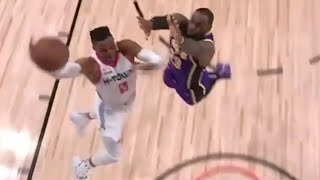LeBron James EPIC BLOCK & finish with an AND ONE!! | Lakers vs Houston Game 1 Semifinals NBA Bubble