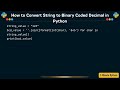 How to Convert String to Binary Coded Decimal in Python