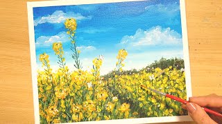 How to draw [canola flower] with acrylic paint / Simple acrylic painting for beginners /Step by step