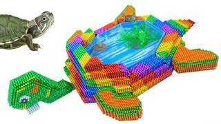DIY - Build Aquarium Fish Pond Around Turtle Tank With Magnetic Balls (Satisfying) - Magnet Balls