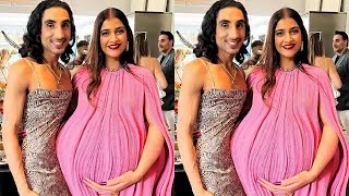 Heavily Pregnant Sonam Kapoor flaunting her 9month Baby Bump at her Godh Bharai Ceremony