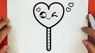 كيفية رسم وتلوين مصاصة كيوت خطوة بخطوة / رسم سهل / تعليم الرسم للمبتدئين || cute lollipop drawing