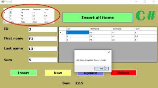 C# tutorial for Beginners - insert all items dataGridView into SQL database server