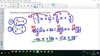 Maths 10e Résoudre un système d'équations comportant des fractions: Méthode par comparaison