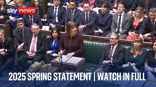 Chancellor Rachel Reeves delivers 2025 spring statement | Watch in full