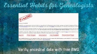 Essential Habits for Genealogists Tip 12 How to find Free BMD records