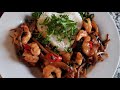 stir fried angel mushroom with fresh shrimp in oyster sauce 蚝油鲜虾炒天使蘑菇 เห็ดนางฟ้าผัดกุ้งน้ำมันหอย