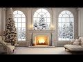 elegant white christmas fireplace ambience crackling fire u0026 snowfall