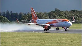 Strong winds, Heavy rain & GO AROUND at London Luton Airport, Storm Bronagh 2018