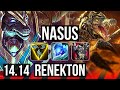 NASUS vs RENEKTON (TOP) | 4/0/7, 900+ games | EUW Master | 14.14