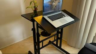 Review AIZ Mobile Standing Desk, Adjustable Computer Desk Rolling Laptop Cart on Wheels Home Office