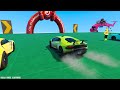 spiderman cars color block godzilla ramp jump challenge superhero hulk epic new stunt race gta v