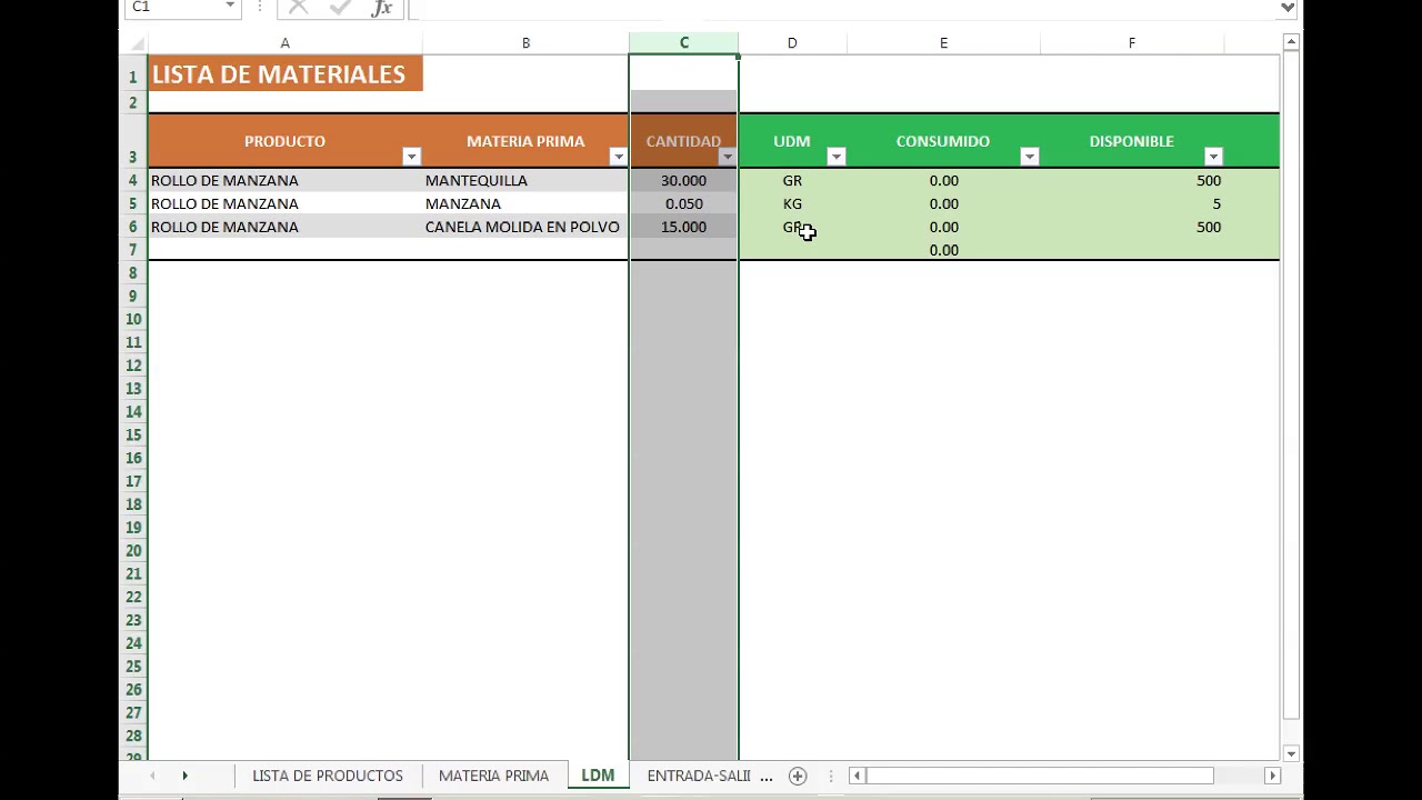 Control De Producción E Inventarios En Excel - YouTube