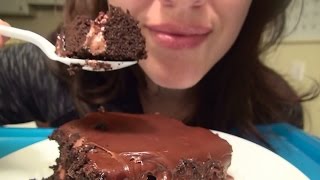 SassEsnacks ASMR: Gooey Chocolate Cake \u0026 Frosting | Eating Sounds | Mukbang | Whispers