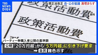 政治資金規正法改正へ　自公が詰めの協議も「パーティー券購入者の公開基準引き下げ」で溝埋まらず｜TBS NEWS DIG