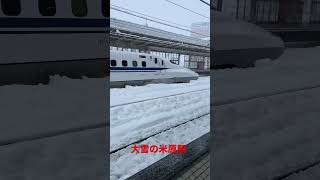 大雪でも新幹線は止まらない　徐行で通過