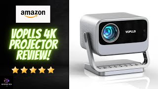 VOPLLS 4K Projector with WiFi and Bluetooth, 3D Stereo Sound \u0026 Auto Keystone Video Projector