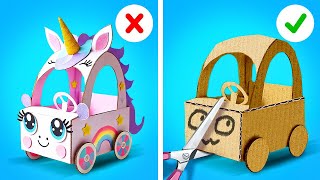 WOW!Cardboard Crafts with Unicorns for Parents 🌈Cool Hacks \u0026 Viral TikTok Gadgets by 123GO Like!