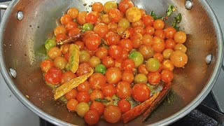 cherry tomatoes curry | छोटे खट्टे टमाटर की कढ़ी | कछवारे के टमाटर की कढ़ी | simple and tasty