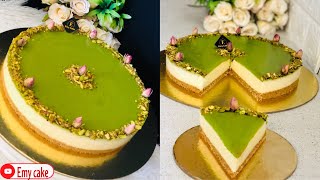 تشيز كيك الفستق بزبده الفستق البيتي 👌🏻بطعم رائع وبدون كريمه خفقpistachio❗️ cheesecake#cheesecake