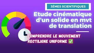 13. Etude cinématique d'un solide en mvt de translation: Comprendre le mouvement rectiligne uniforme