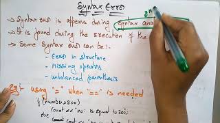 Errors |  Lexical, Syntax & Semantic | Compiler Design | Lec - 46 | Bhanu Priya