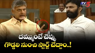 దమ్ముంటే చెప్పు గొడ్డలి నుంచి స్టార్ట్ చేద్దాం | Chandrababu Strong Counter To Kodali Nani | TV5