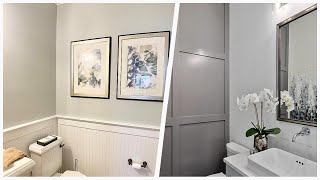 75 Wainscoting Powder Room With Gray Walls Design Ideas You'll Love 🌈