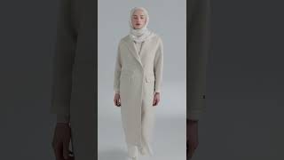 Tuğba || Fall Winter 2024/25  || Kruvaze Düşük Kol Kaban - Ekru