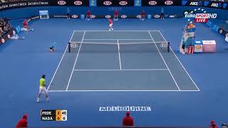 Amazing return from Nadal #4 [Rafael Nadal vs Roger Federer] (Australian Open 2012 SF)