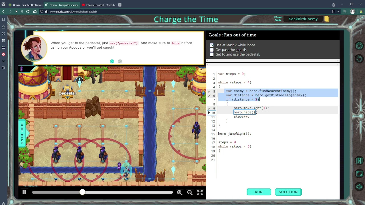 Ozaria Javascript Chapter 3 Module 4 Charge The Time Youtube
