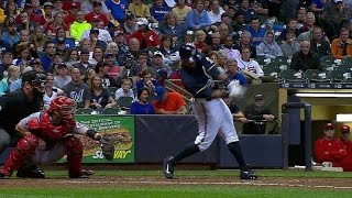 CIN@MIL: Davis ties it up with single in the 3rd