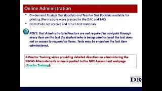 NSCAS Alternate 2025 Test Administration Training Presentation