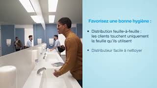 Tork SmartOne® : distributeur de papier toilette à dévidage central pour sanitaires publics.