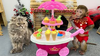 Naughty Bim Bim makes ice cream for Ody cat and ducklings