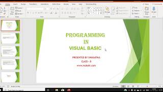 Class 8: Programming in Visual Basic - Part 1