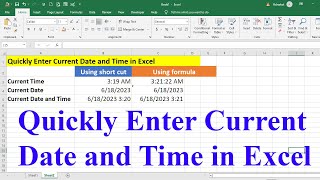 Quickly Enter Current Date and Time in Excel | 2 Easy ways