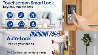 Smart Lock with password, Keyless Entry Door Lock with Touchscreen Keypads, Easy to Install