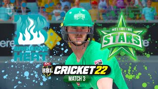BBL12 | Brisbane Heat v Melbourne Stars | Match 3 (Cricket 22 Gameplay)
