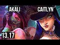 AKALI vs CAIT (MID) | 2.1M mastery, 13/3/12, Legendary, 600+ games | EUW Master | 13.17