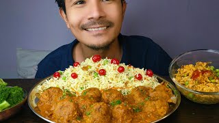 Eating Gobhi Manchurian with veg fried Rice | matar Maggie | broccoli salad