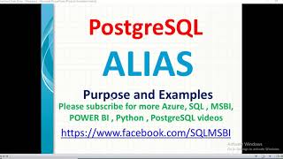 Postgresql Tutorials | Alias in postgresql | postgresql alias advantages , disadvantages