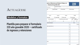 Plantilla para preparar el formulario 220 año gravable 2020 – certificado de ingresos y retenciones