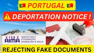 🚨 Portugal Immigration NEW Update: AIMA Deportation Notice on Fake Documents 2025