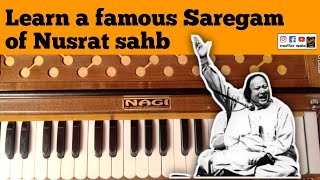 How to play Nusrat Fateh Ali Khan's Saregam on Harmonium, Learn Harmonium, Learn Kirtan, learn Srgm