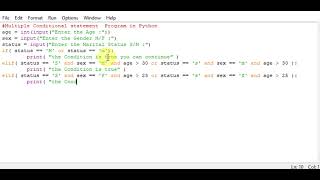 Multiple Conditional statement Program in Python