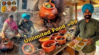 Rs.99 Ma UNLIMTED DESI FOOD | Farmer Selling Shud Desi Khana | Indian street Food