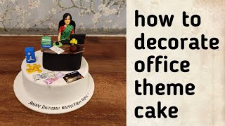 How to decorate office theme cake with fondant | simple office theme cake step by step |