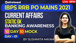 IBPS RRB PO Mains 2021 | Banking Awareness | Static GK | Current Affairs | 10 Day 10 Mock | Day - 01